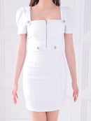Andy/AN-ON2846/ワンピース/ミニドレス/キャバドレス/フロントジップ/袖あり/半袖/リボン/タイト