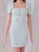 Andy/AN-ON2846/ワンピース/ミニドレス/キャバドレス/フロントジップ/袖あり/半袖/リボン/タイト