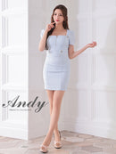 Andy/AN-ON2846/ワンピース/ミニドレス/キャバドレス/フロントジップ/袖あり/半袖/リボン/タイト