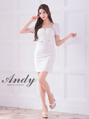 Andy/AN-ON2846/ワンピース/ミニドレス/キャバドレス/フロントジップ/袖あり/半袖/リボン/タイト