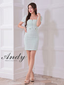 Andy/AN-ON2846/ワンピース/ミニドレス/キャバドレス/フロントジップ/袖あり/半袖/リボン/タイト