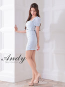 Andy/AN-ON2846/ワンピース/ミニドレス/キャバドレス/フロントジップ/袖あり/半袖/リボン/タイト