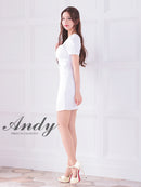 Andy/AN-ON2846/ワンピース/ミニドレス/キャバドレス/フロントジップ/袖あり/半袖/リボン/タイト