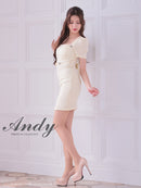 Andy/AN-ON2846/ワンピース/ミニドレス/キャバドレス/フロントジップ/袖あり/半袖/リボン/タイト