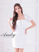 Andy/AN-ON2846/ワンピース/ミニドレス/キャバドレス/フロントジップ/袖あり/半袖/リボン/タイト