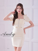 Andy/AN-ON2846/ワンピース/ミニドレス/キャバドレス/フロントジップ/袖あり/半袖/リボン/タイト