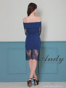 Andy/AN-ON2847/ワンピース/ミニドレス/キャバドレス/レース/オフショルダー/袖あり/七分袖/ワンカラー