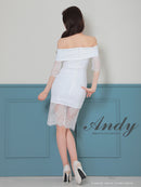Andy/AN-ON2847/ワンピース/ミニドレス/キャバドレス/レース/オフショルダー/袖あり/七分袖/ワンカラー