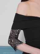 Andy/AN-ON2847/ワンピース/ミニドレス/キャバドレス/レース/オフショルダー/袖あり/七分袖/ワンカラー