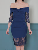 Andy/AN-ON2847/ワンピース/ミニドレス/キャバドレス/レース/オフショルダー/袖あり/七分袖/ワンカラー