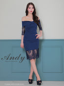 Andy/AN-ON2847/ワンピース/ミニドレス/キャバドレス/レース/オフショルダー/袖あり/七分袖/ワンカラー