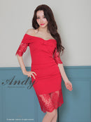 Andy/AN-ON2847/ワンピース/ミニドレス/キャバドレス/レース/オフショルダー/袖あり/七分袖/ワンカラー