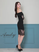Andy/AN-ON2847/ワンピース/ミニドレス/キャバドレス/レース/オフショルダー/袖あり/七分袖/ワンカラー