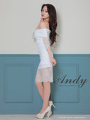 Andy/AN-ON2847/ワンピース/ミニドレス/キャバドレス/レース/オフショルダー/袖あり/七分袖/ワンカラー