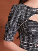 Andy/AN-ON2848/ワンピース/ミニドレス/キャバドレス/タイト/ツイード/カットアウト/フロントジップ/マーメイド/ミディアム/袖あり/半袖