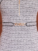 Andy/AN-ON2848/ワンピース/ミニドレス/キャバドレス/タイト/ツイード/カットアウト/フロントジップ/マーメイド/ミディアム/袖あり/半袖