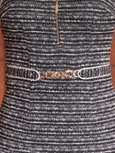 Andy/AN-ON2848/ワンピース/ミニドレス/キャバドレス/タイト/ツイード/カットアウト/フロントジップ/マーメイド/ミディアム/袖あり/半袖