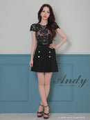 Andy/AN-ON2852/ワンピース/ミニドレス/キャバドレス/レース/切り替え/Aライン/プリーツ/リボン