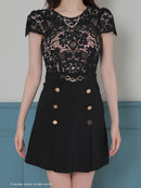 Andy/AN-ON2852/ワンピース/ミニドレス/キャバドレス/レース/切り替え/Aライン/プリーツ/リボン