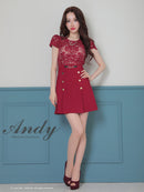 Andy/AN-ON2852/ワンピース/ミニドレス/キャバドレス/レース/切り替え/Aライン/プリーツ/リボン