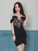 Andy/AN-ON2854/ワンピース/ミニドレス/キャバドレス/2way/レース/リボン/切替/オフショル風/タイト