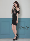 Andy/AN-ON2854/ワンピース/ミニドレス/キャバドレス/2way/レース/リボン/切替/オフショル風/タイト