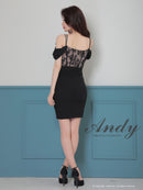 Andy/AN-ON2854/ワンピース/ミニドレス/キャバドレス/2way/レース/リボン/切替/オフショル風/タイト