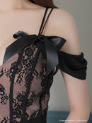 Andy/AN-ON2854/ワンピース/ミニドレス/キャバドレス/2way/レース/リボン/切替/オフショル風/タイト