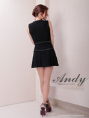Andy/AN-ON2866/ミニドレス/キャバドレス/セットアップ/ノースリーブ/ツイード/ボックスプリーツ/ボタン/フレア
