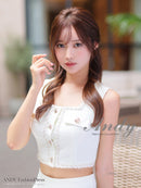 Andy/AN-ON2866/ミニドレス/キャバドレス/セットアップ/ノースリーブ/ツイード/ボックスプリーツ/ボタン/フレア