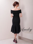 Andy/AN-ON2867/ワンピース/ミディアムドレス/キャバドレス/マーメイド/カットアウト/ワンカラー/オフショル