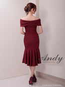 Andy/AN-ON2867/ワンピース/ミディアムドレス/キャバドレス/マーメイド/カットアウト/ワンカラー/オフショル