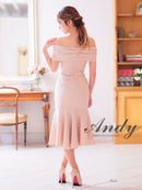 Andy/AN-ON2867/ワンピース/ミディアムドレス/キャバドレス/マーメイド/カットアウト/ワンカラー/オフショル