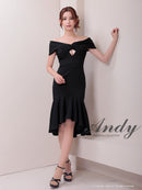 Andy/AN-ON2867/ワンピース/ミディアムドレス/キャバドレス/マーメイド/カットアウト/ワンカラー/オフショル