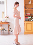 Andy/AN-ON2867/ワンピース/ミディアムドレス/キャバドレス/マーメイド/カットアウト/ワンカラー/オフショル