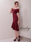Andy/AN-ON2867/ワンピース/ミディアムドレス/キャバドレス/マーメイド/カットアウト/ワンカラー/オフショル
