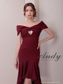 Andy/AN-ON2867/ワンピース/ミディアムドレス/キャバドレス/マーメイド/カットアウト/ワンカラー/オフショル