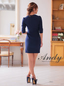 Andy/AN-ON2869/ワンピース/ミニドレス/キャバドレス/ワンカラー/襟付き/袖あり/七分袖/ゴールドボタン/タイト