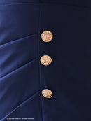 Andy/AN-ON2869/ワンピース/ミニドレス/キャバドレス/ワンカラー/襟付き/袖あり/七分袖/ゴールドボタン/タイト