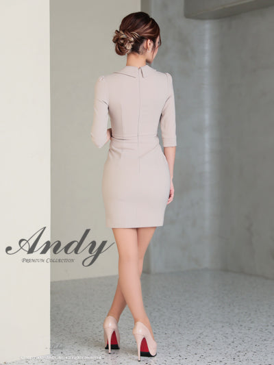 Andy/AN-ON2869/ワンピース/ミニドレス/キャバドレス/ワンカラー/襟付き/袖あり/七分袖/ゴールドボタン/タイト