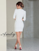 Andy/AN-ON2869/ワンピース/ミニドレス/キャバドレス/ワンカラー/襟付き/袖あり/七分袖/ゴールドボタン/タイト