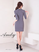 Andy/AN-ON2869/ワンピース/ミニドレス/キャバドレス/ワンカラー/襟付き/袖あり/七分袖/ゴールドボタン/タイト