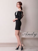 Andy/AN-ON2870/ミニドレス/キャバドレス/ショルダーリボン/オフショルダー/ベルト風/タイト/袖あり