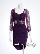 Andy/AN-ON2880/ワンピース/ミニドレス/キャバドレス/レース/七分袖/アシンメトリー/タイト