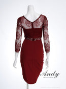 Andy/AN-ON2880/ワンピース/ミニドレス/キャバドレス/レース/七分袖/アシンメトリー/タイト