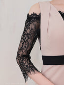 Andy/AN-ON2884/ワンピース/ミニドレス/キャバドレス/レース/袖あり/オフショル風/リボン/ベルトデザイン/切替/アシンメトリー/タイト