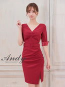 Andy/AN-ON2887/ワンピース/ミニドレス/キャバドレス/タイト/スリット/カットアウト/袖あり/ベルト風