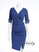 Andy/AN-ON2887/ワンピース/ミニドレス/キャバドレス/タイト/スリット/カットアウト/袖あり/ベルト風