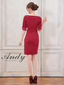 Andy/AN-ON2887/ワンピース/ミニドレス/キャバドレス/タイト/スリット/カットアウト/袖あり/ベルト風