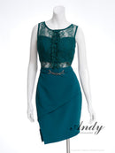 Andy/AN-ON2890/ミニドレス/キャバドレス/レース/タイト/スリット/クルーネック/ベルト風